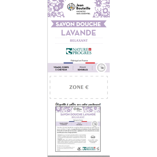 Jean Bouteille -- Etiquette pour BIB Savon douche lavande