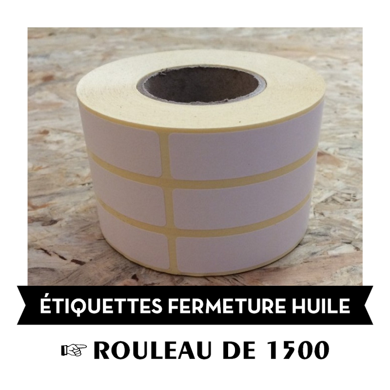 Jean Bouteille -- Étiquettes réglementaires pour fermeture huile rouleau de 1500