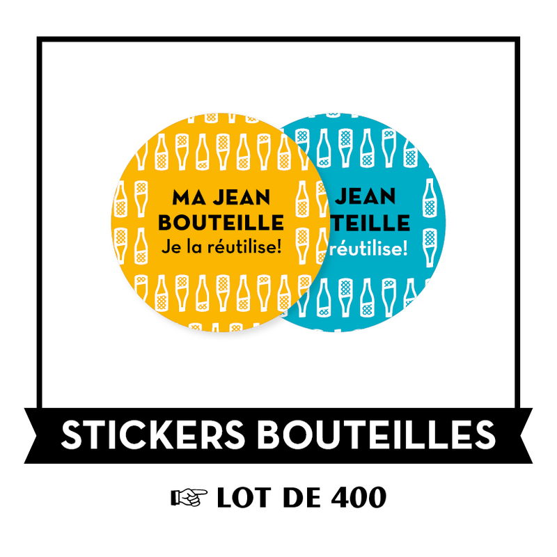 Jean Bouteille -- Plaquette stickers bouteille lot de 400 étiquettes - 20 plaquettes de 20 stickers