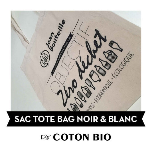 Jean Bouteille -- Sac Tote bag coton bio noir et blanc