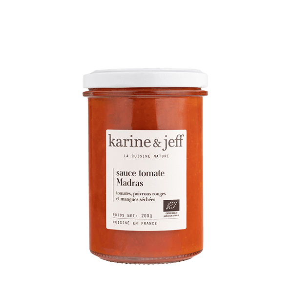 Karine & Jeff -- Sauce tomate Madras - tomates, poivrons rouges et mangues séchées 200g