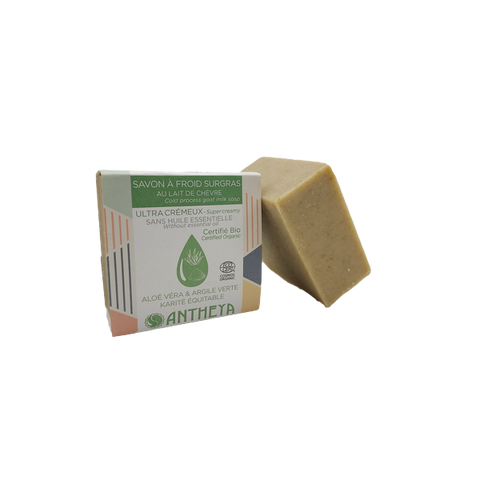 Antheya -- Savon crémeux visage aloé véra - hydratant peaux fragiles (bande papier) - 90 g