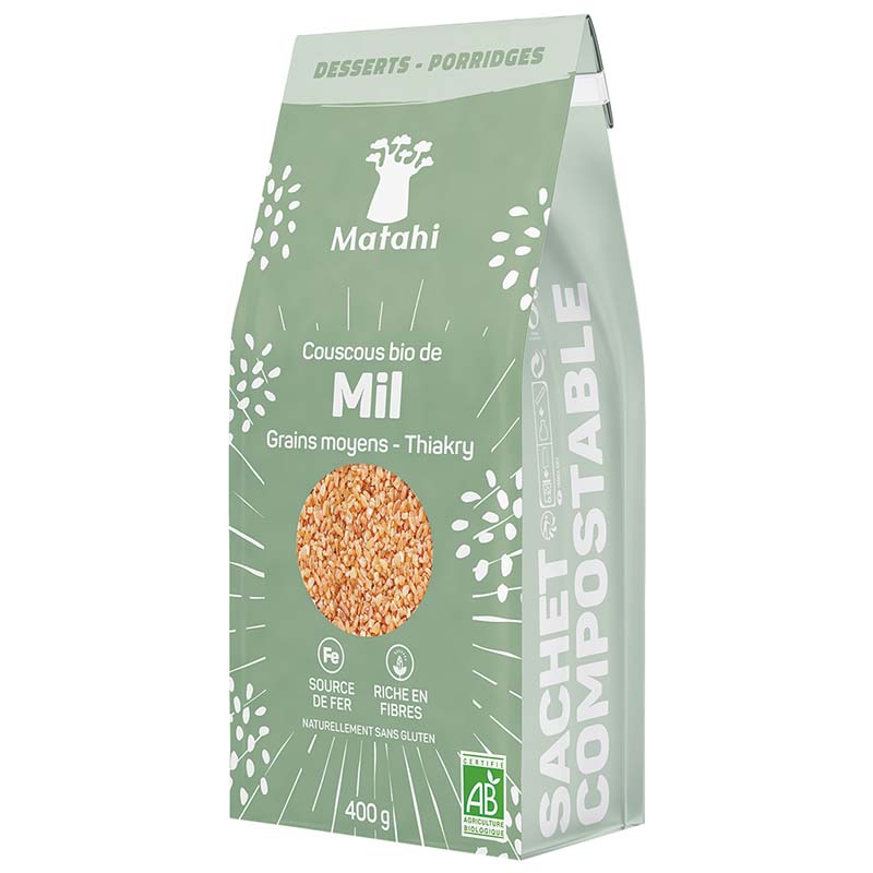 Matahi -- Couscous bio de mil (grains moyens) (origine Sénégal) - 400 g