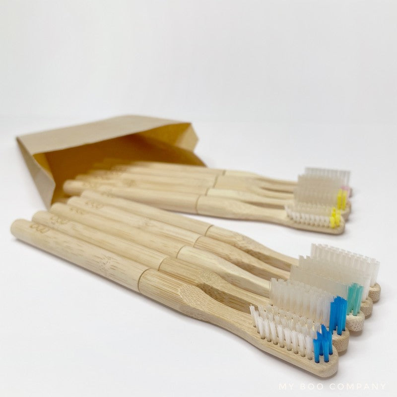 My Boo Company -- Brosses à dents bambou adulte à tête rechargeable vrac x10