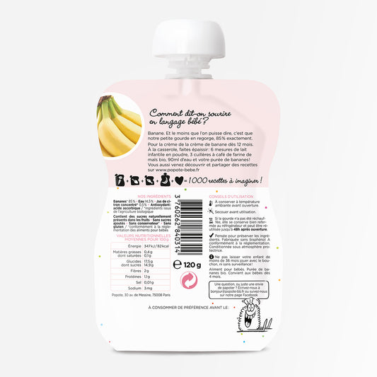 Popote -- Gourde compote banane bio - 120 g