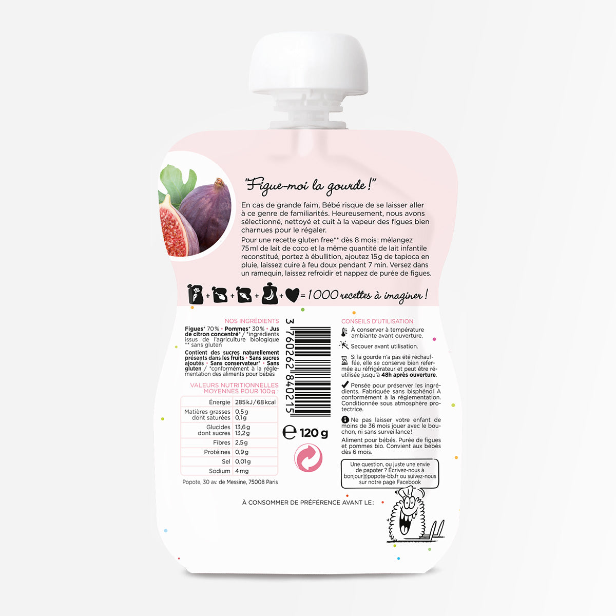 Popote -- Gourde compote figue bio - 120 g