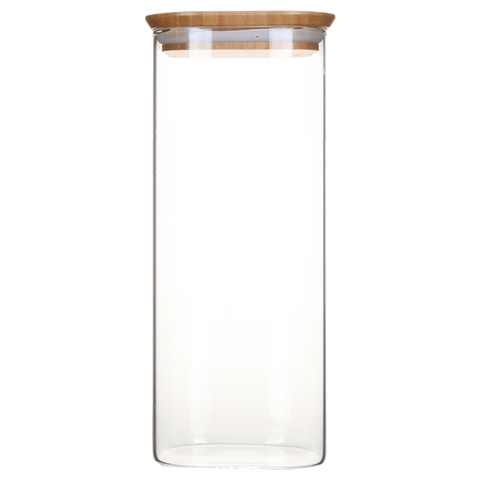 Pebbly -- Boite en verre carré avec couvercle en bambou 2,2 L