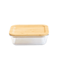 Pebbly -- Plat / boîte rectangulaire en verre avec couvercle en bambou 1,04 L
