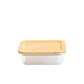 Pebbly -- Plat / boîte rectangulaire en verre avec couvercle en bambou 640 mL