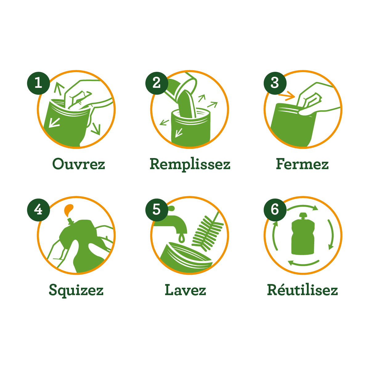 Squiz -- Présentoir de 8 gourdes perroquet réutilisables - 130 mL