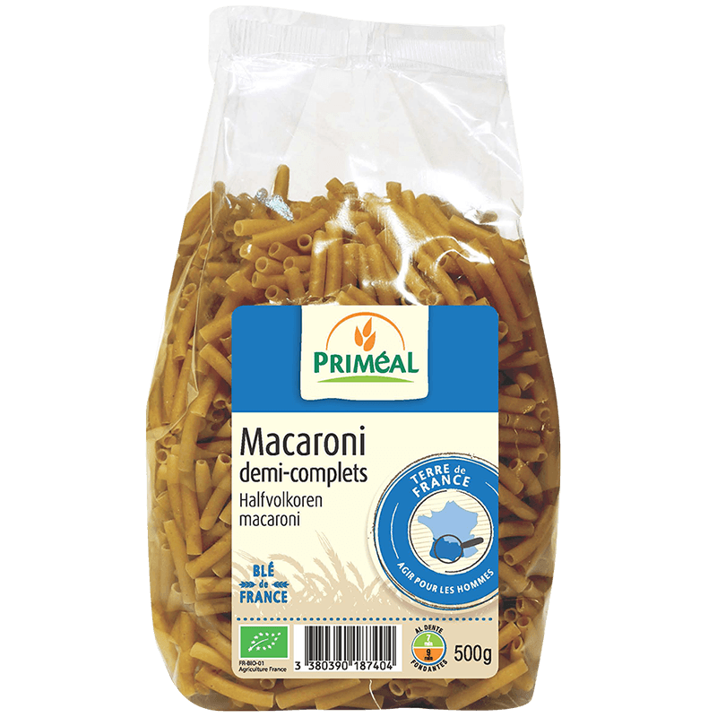 Priméal -- Macaroni 100% France demi-complets bio - 500 g