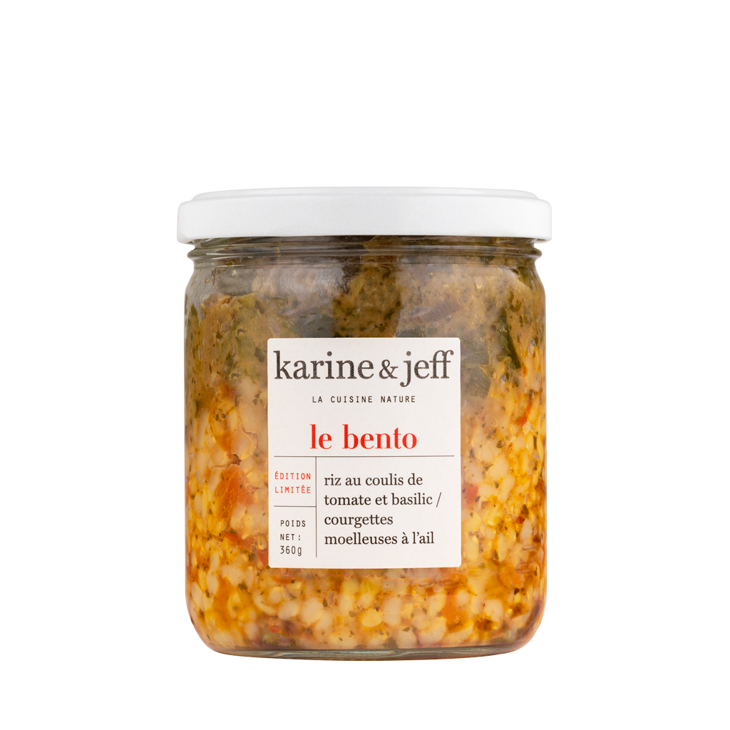 Karine & Jeff -- Bento collection eté - riz au coulis de tomate et basilic / courgettes moelleuses à l'ail - 360g