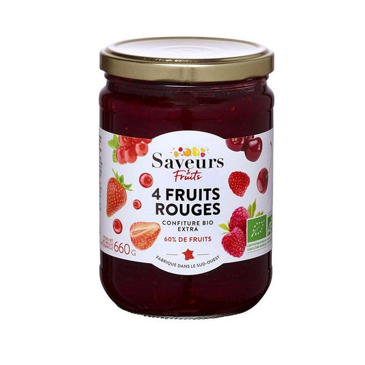 Saveurs et fruits -- Confiture Extra 60% fruits Quatre fruits rouges bio - 660 g